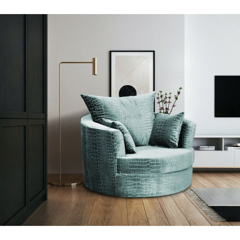 Upholstered Swivel Armchair, Teal