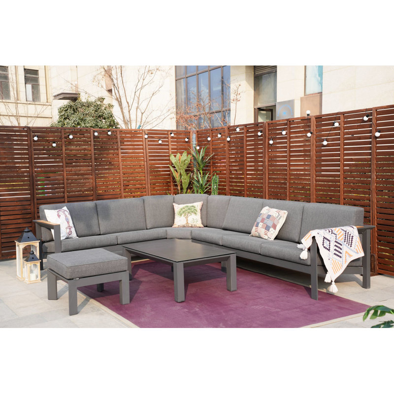 Ensemble de conversation modulaire avec coussins 6 pièces Jimena