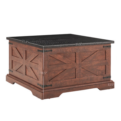 Rustic Lift Top Cocktail Table With Plentiful Storage, Character, Square Form, Effortless Assembly, Oak,