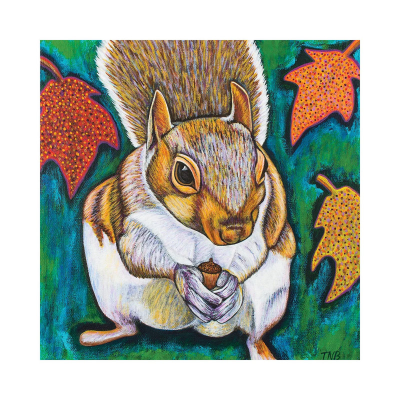 Fall Squirrel by Teal Buehler - Gallery-Wrapped Canvas Giclée on Canvas, 45.72 cm H x 45.72 cm W, No Frame