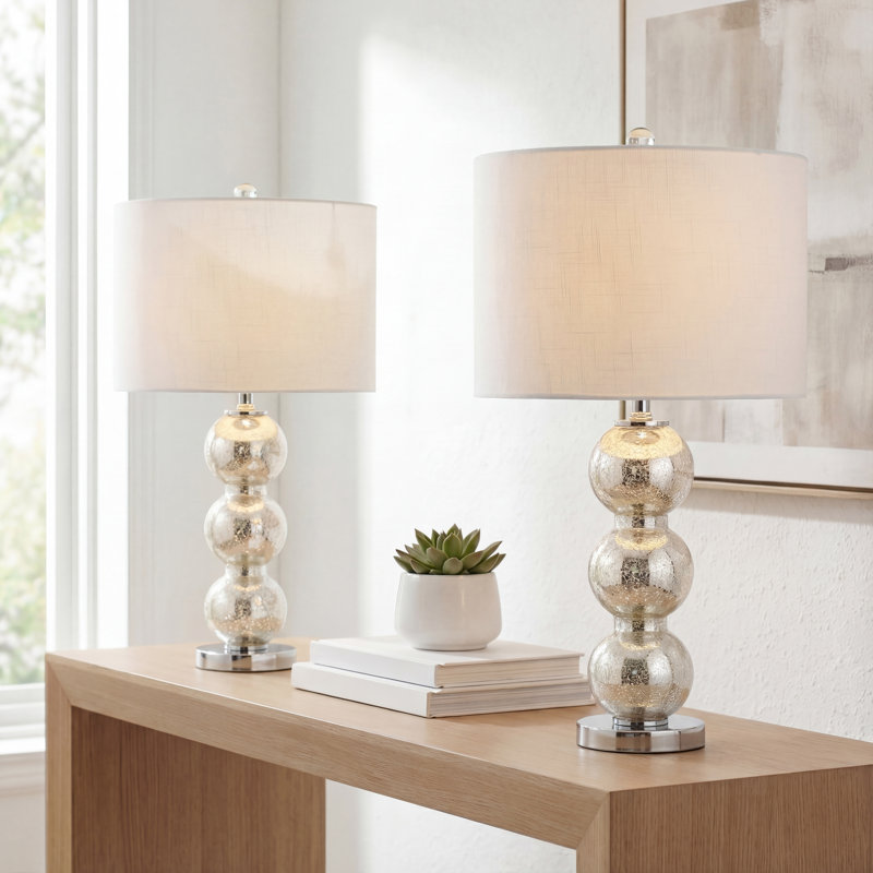 Leaver Glass Table Lamp, Mercury Silver