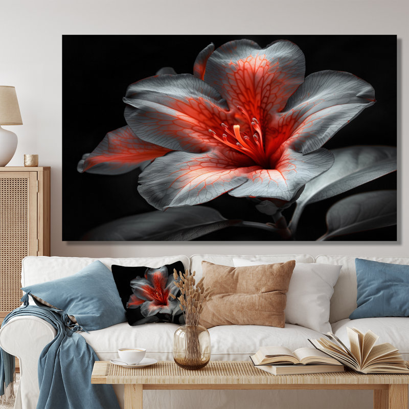 Rose noir et rhododendron Midnight Bloom III - impression d'art mural rhododendron, Toile tendue, 30" H x 40" W