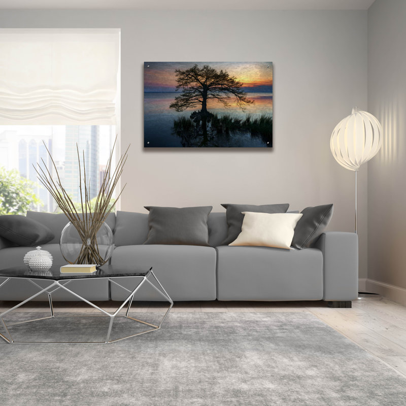  «Dusk on Currituck Sound Oil Paint» par Rick Berk, art mural en verre acrylique,, H 24 po x l 36 po x P 0,2 po