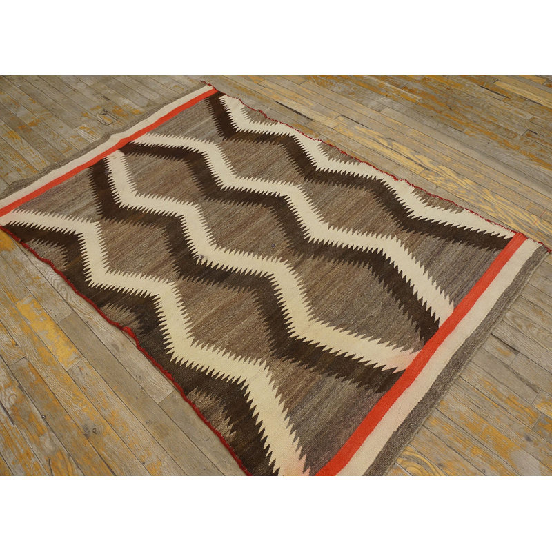 Antique Navajo Native American Geometric Flat Weave Gray Rug