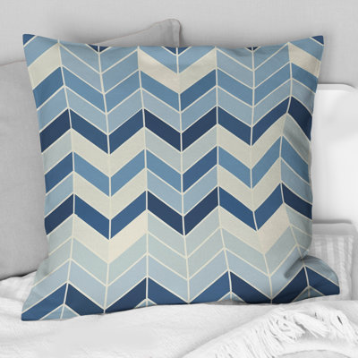 Coussin décoratif à chevrons bleu marine Midcentury
