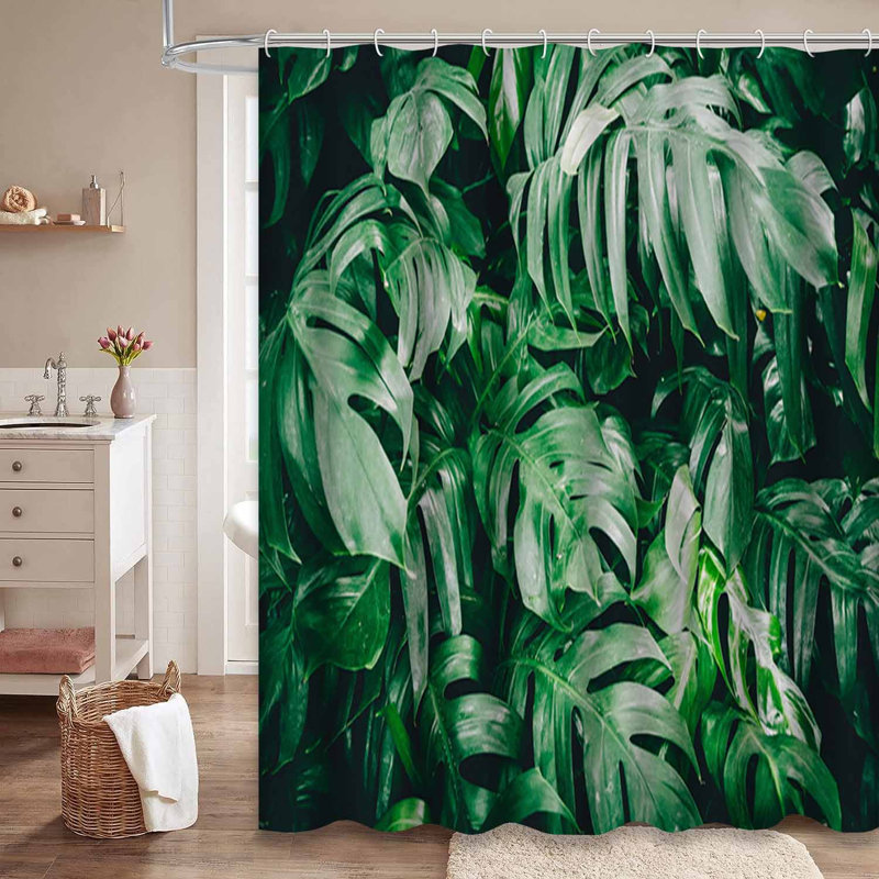 Rideau de douche à 12 crochets Monstera, L 72 po x l 84 po