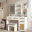 Meuble-lavabo en rotin avec miroir à DEL ouvert, 3 lumières colorées, 4 tiroirs, armoire et tablettes pour la chambre à coucher