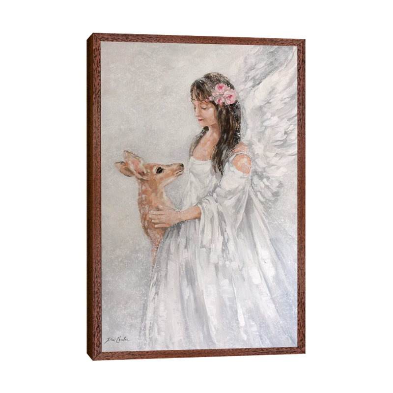 Snow Fawn by Debi Coules - Print on Canvas, 101.6 cm H x 66.04 cm W, Brown Framed