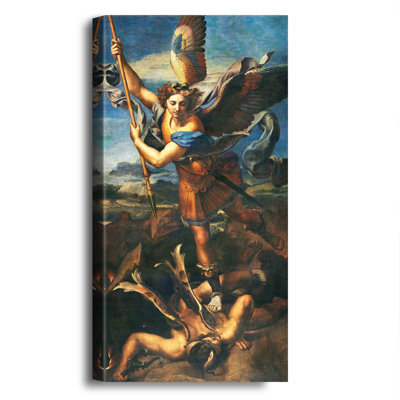 St. Michael Vanquishing Satan by Raphael The World Classic Art Reproductions, Giclee Canvas Prints Wall Art for Home Decor, 24x12 inches