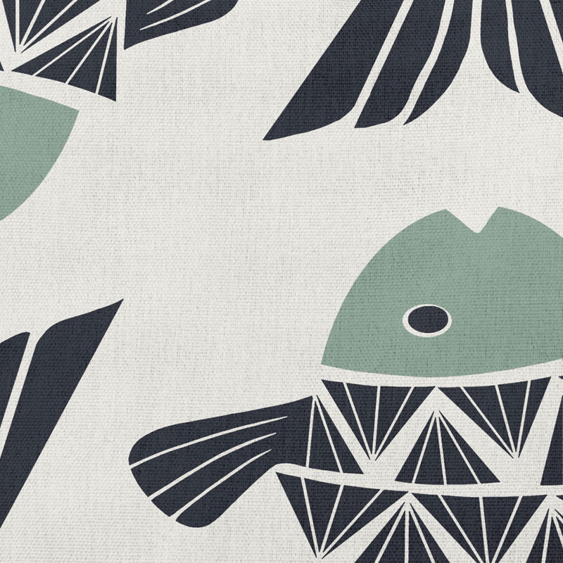 Big Fish Coastal Pillow Cover and Insert, 18" x 18", Sage