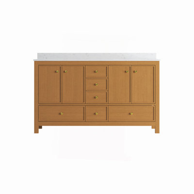 Armoire de meuble-lavabo double 60 po, chêne brun