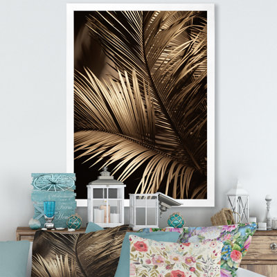 Sépia, sérénité, feuilles de palmier I - palmiers, impression sur toile