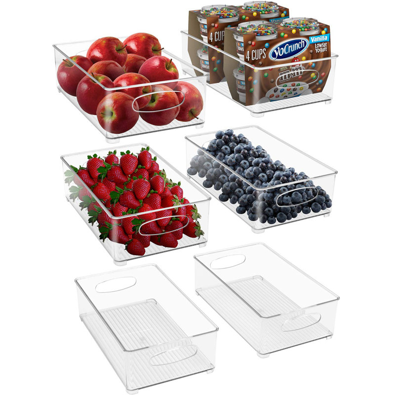 Hosler 6 Pack Medium Stackable Clear Storage and Organizer Bins with Handles