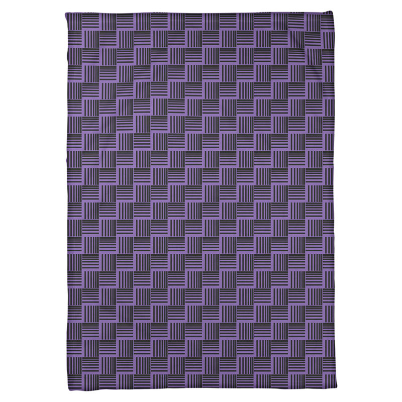 Couverture polaire à rayures classic basketweave, l 60 po x L 80 po, Mauve / Noir