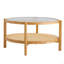 Table d'appoint moderne et simple en bois massif à double couche circulaire en bois massif tissé en rotin, petite table ronde idéale pour le salon, la salle à manger et la chambre à coucher.