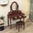 Vanity Desk With Adjustable Angle Mirror, Vintage Vanity Makeup Table And Cushioned Stool Set With Velvet Fabric Lining 5 Drawers,Wooden Dressing Table Set For Bedroom, Walnut-683549279