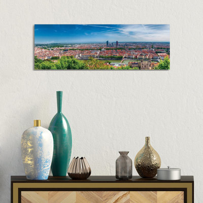 Panoramic View Of Lyon From The Fourvière Hill, France by George Oze - Wrapped Canvas Panoramic Print