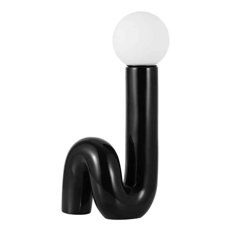 Lampe de table à tube spiralé en céramique 18 po Katya, Noir