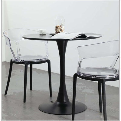 Round MDF Coffee Table with Cylindrical Metal Base