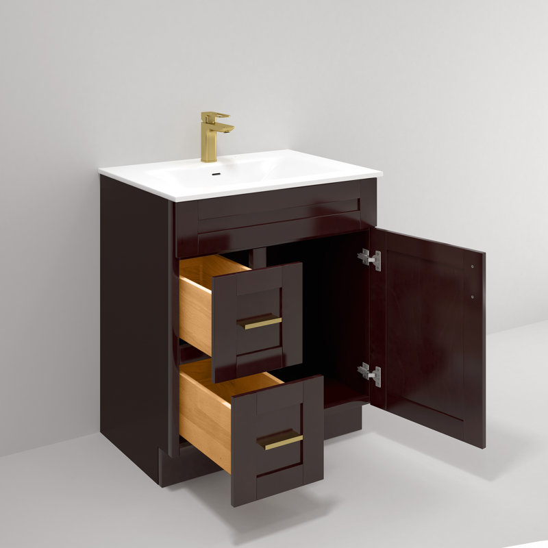 Espresso Shaker 30'' Solid Wood Bathroom Vanity with Drawers