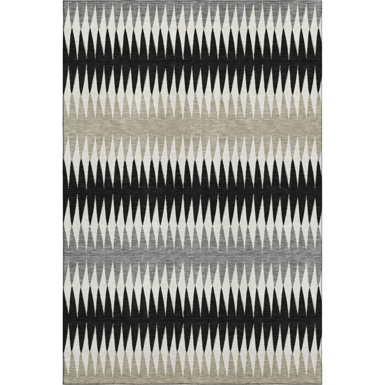 Premium Machine Washable Prisco Black Rug