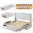 Upholstered Bed Frame With Adjustable Headboard,platform Storage Bed With 3 Drawers And Led Light-2059774281-2059774295