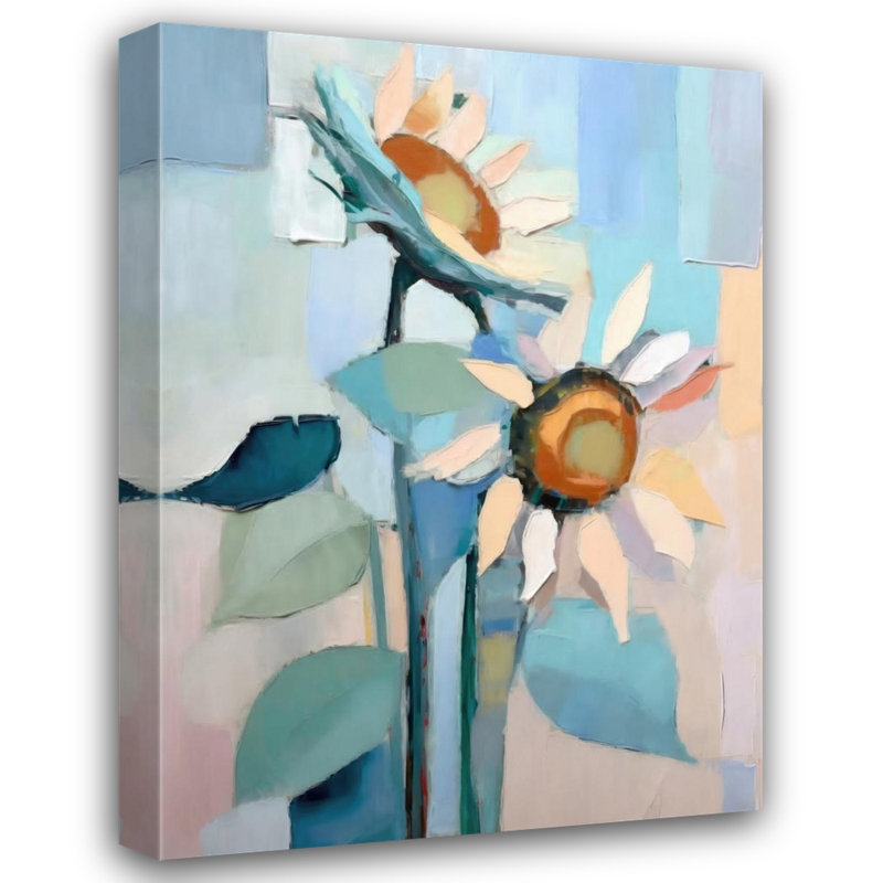 "Tournesols" sur toile, H 32 po x l 26 po