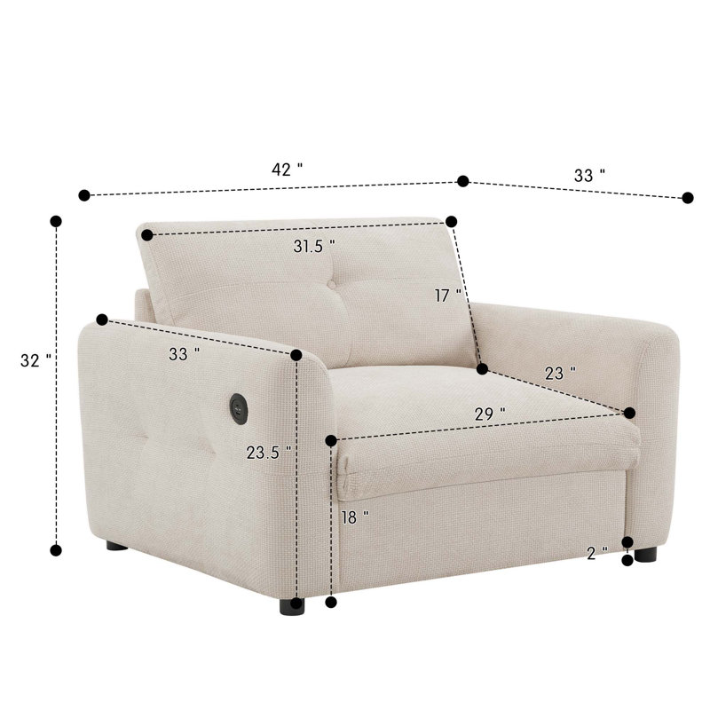 Canapé simple 42 po Chenille, Beige