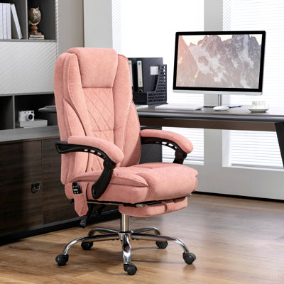 Fauteuil de massage avec repose-pieds, fauteuil de bureau de direction avec 6 points de vibration et chaleur, fauteuil d'ordinateur inclinable, fauteuil de bureau pivotant, hauteur réglable