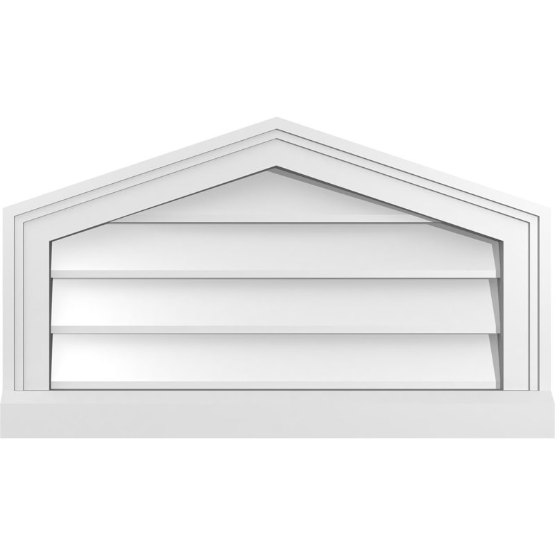 Peaked Top Surface Mount Signature Urethane Non-Functional Gable Vent 14/12 Pitch Primed Tan, 14" H x 24" W x 2" D
