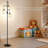 3-Light Boho Floor Lamp With Rattan Wicker Shade, Adjustable Dimmable Standing Lamp For Living Room, Farmhouse Coastal Decor With Interchangeable Palm Tree Design Shades
