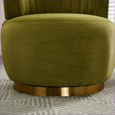 360-Degree Swivel Cuddle Barrel Accent Chairs for Adults, Fluffy Upholstered Velvet Round Armchair for Living Room, Bedroom, Office