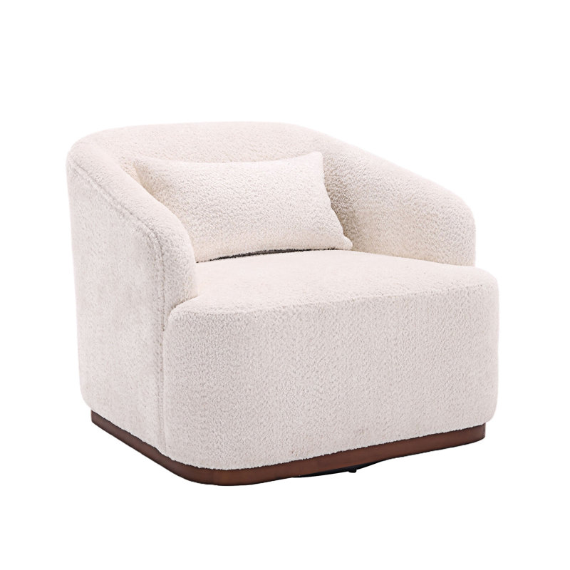 360 Degree Swivel Barrel Club Chair, White Chenille