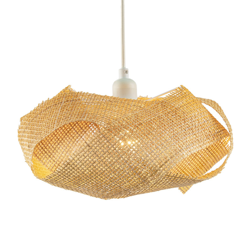 16cm H Rattan Drum Pendant Shade ( No Direct Attachment Method ) in Brown