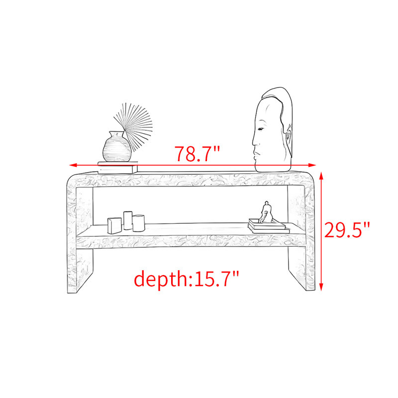 Console en bois de style français, H 29,5 po x l 78,7 po x P 15,7 po
