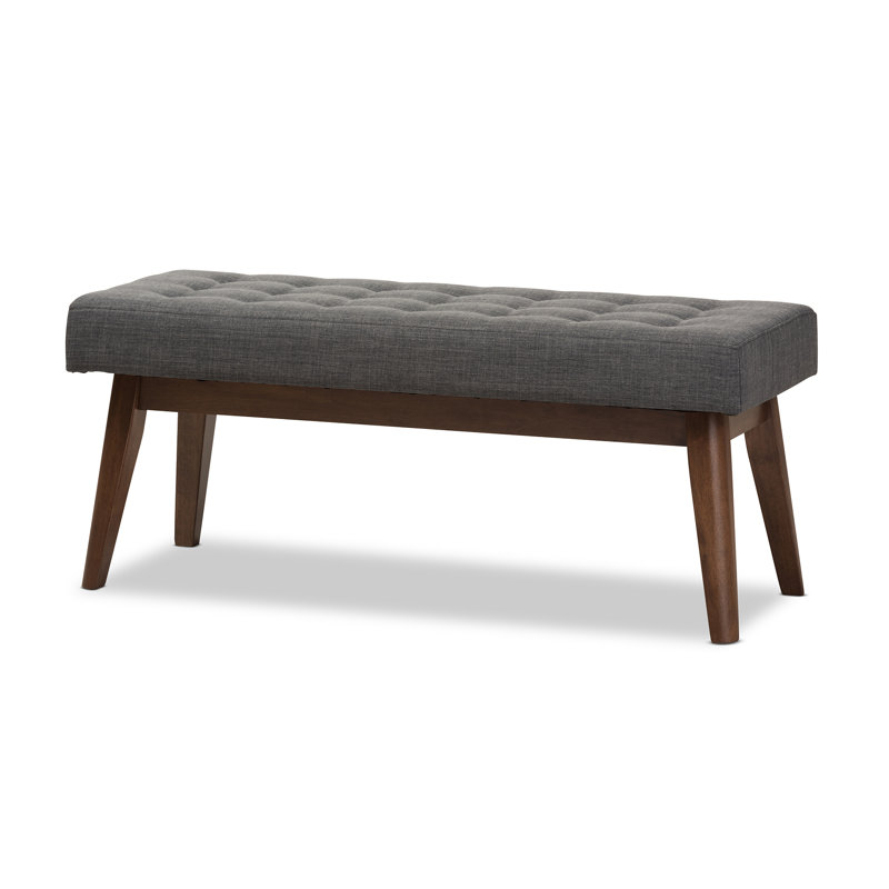 Polyester Upholstered Bench, Dark Grey
