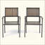 Ensemble de chaises de salle à manger modernes et modernes en bois et métal, acacia durable avec lattes verticales, ensemble de 2