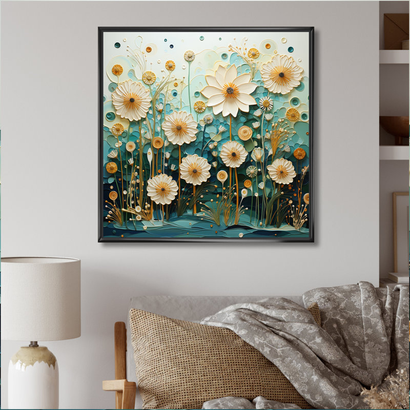 «Green Blue Tranquil Oasis III», reproduction sur toile, H 16 po x l 16 po x P 1 po, Cadre flottant noir