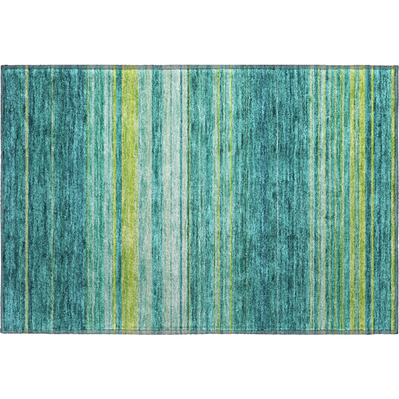 Premium Machine Washable Prisco Teal Rug, Rectangle 1'8" x 2'6"