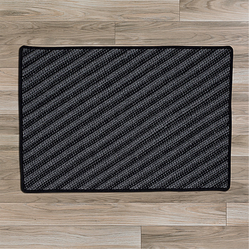 Tapis noir tressé à motif géométrique Ommegang, Rectangle 9 pi x 12 pi