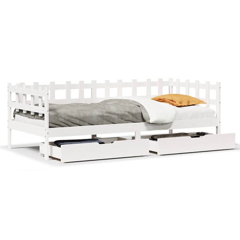 Solid Wood Daybed, 80 x 200cm, White