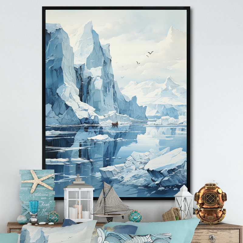 «Iceberg bleu», impression sur toile, H 20 po x l 12 po x P 1 po, Cadre flottant noir
