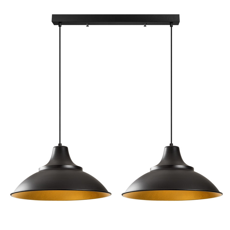Luminaire suspendu en dôme pour îlot de cuisine 2 lumières Corringham