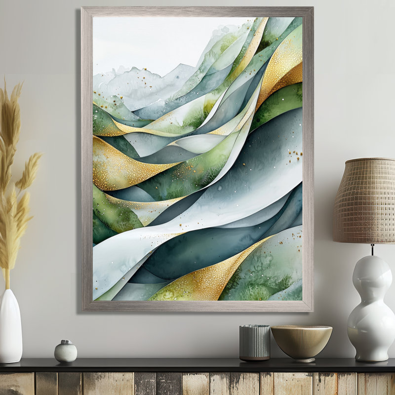 Grados - reproduction d'art sur toile abstraite, H 40 po x l 30 po, Argent argent, Reproduction encadrée d'une seule photo