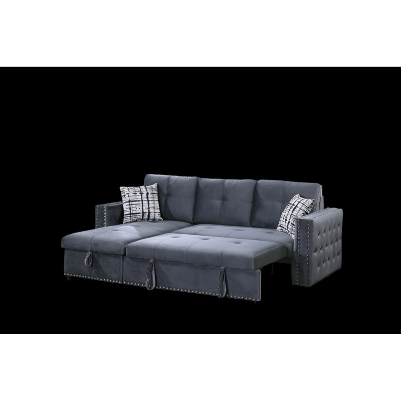 Canapé-lit modulaire convertible, Velours gris
