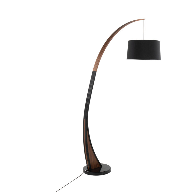 Lampe sur pied Noah Mid-Century moderne avec cadre en bois de noyer et base en marbre