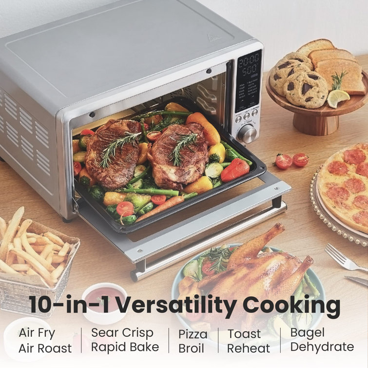 34 qt. 1750W 6-Slice Stainless Steel Air Fryer Toaster Oven with