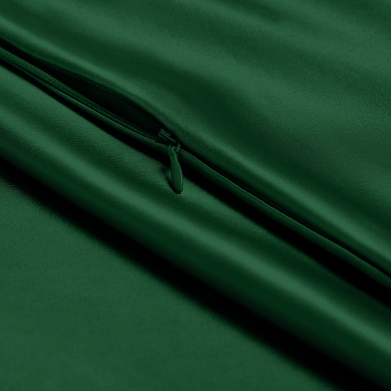 100% Mulberry Silk Pillowcase Zipper Closure, 1 King Pillowcase, Forest Green