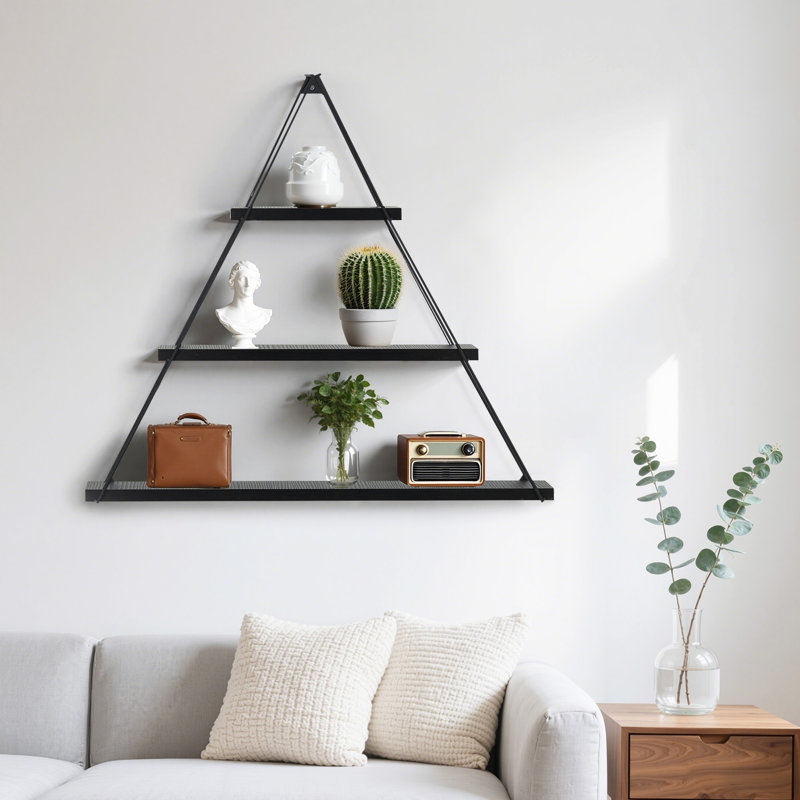 Petites tablettes murales en bois massif, Noir