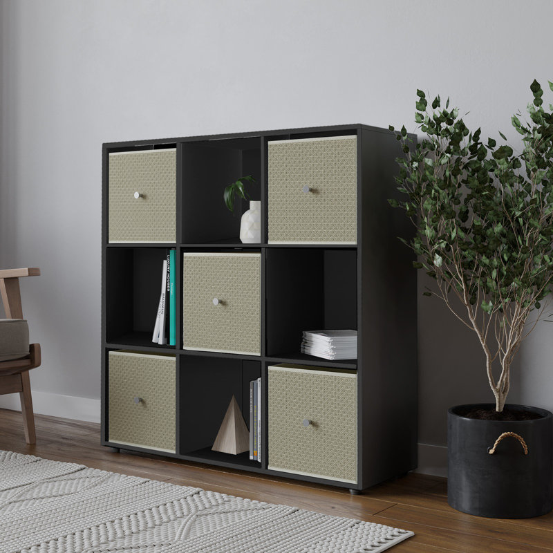 93cm H x 12cm W Solid Wood Standard Bookcase, Black/Beige